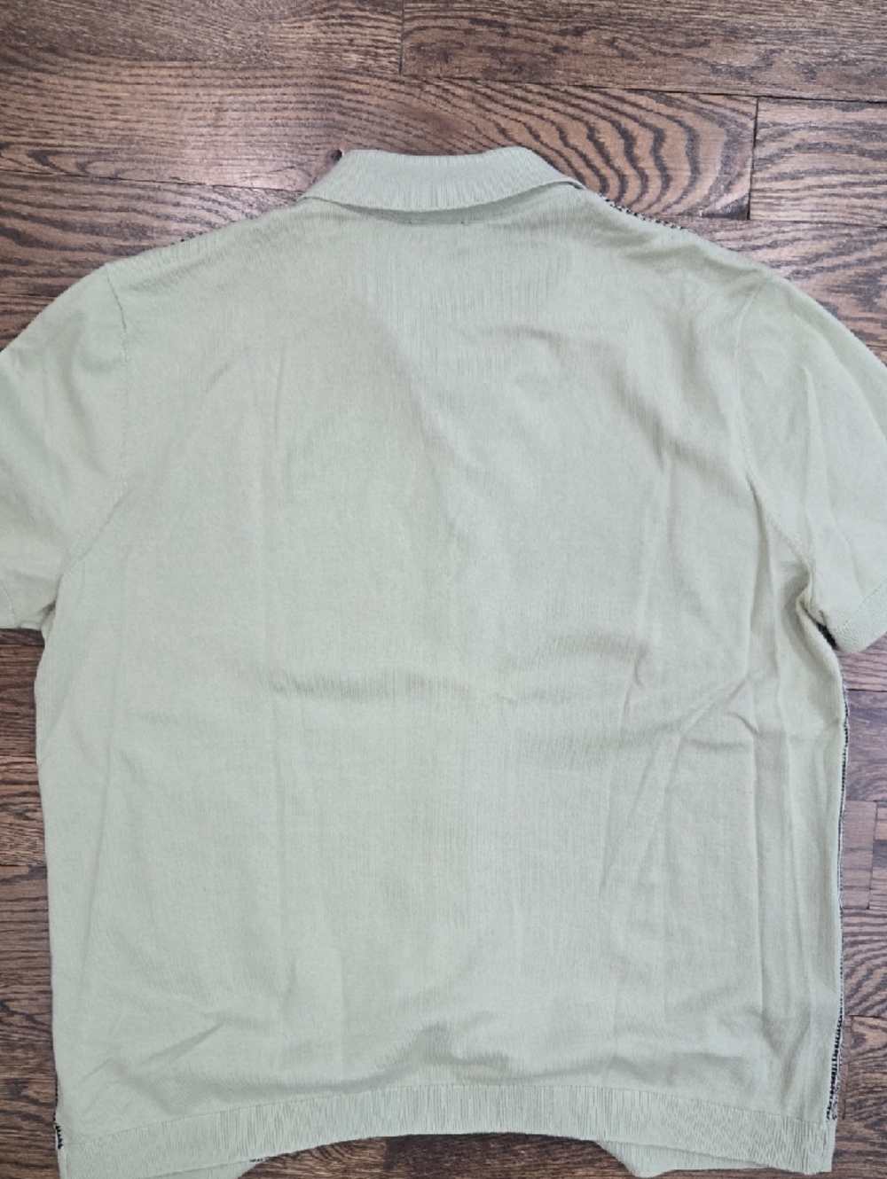 Express Patterned Knit Polo Shirt XL Green Mens Button Up Retro Sweater Polo - Picture 4 of 5